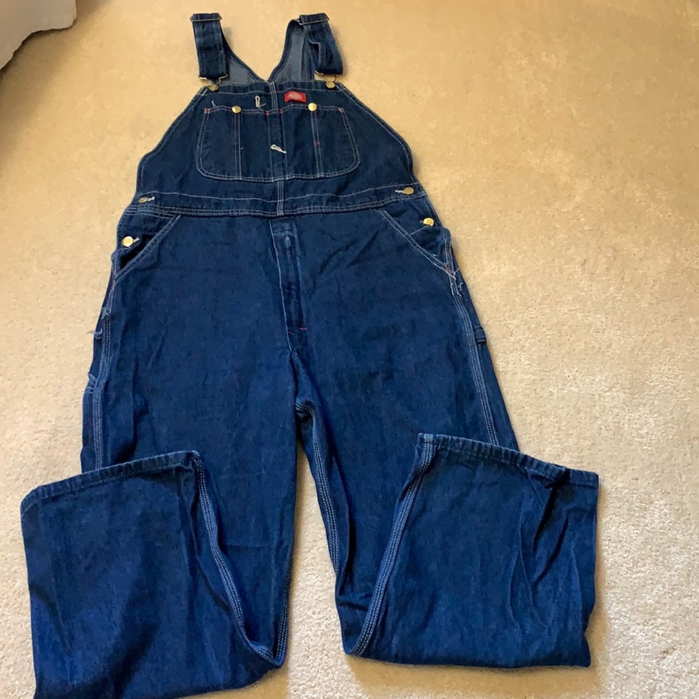 Dickies indigo bib overalls very nice condition Size 38 X 30